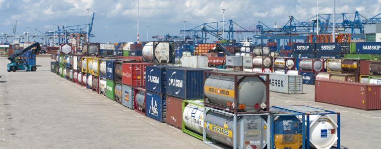 Chemical bulk tanks in Rotterdam harbour