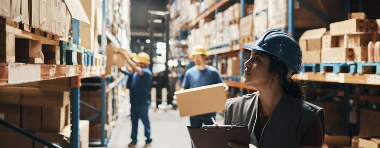 Workers in a distribution warehouse