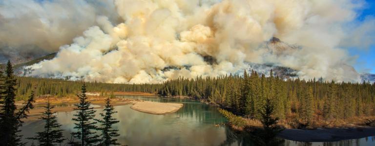 smoke over mountains