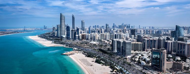 Abu Dhabi is seen from above.