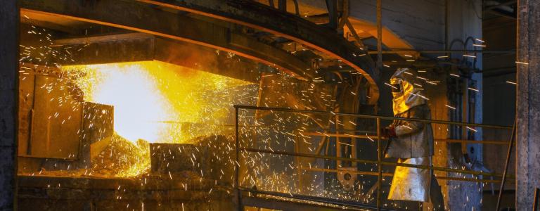 Work process in metallurgical at manufacture of steel plant