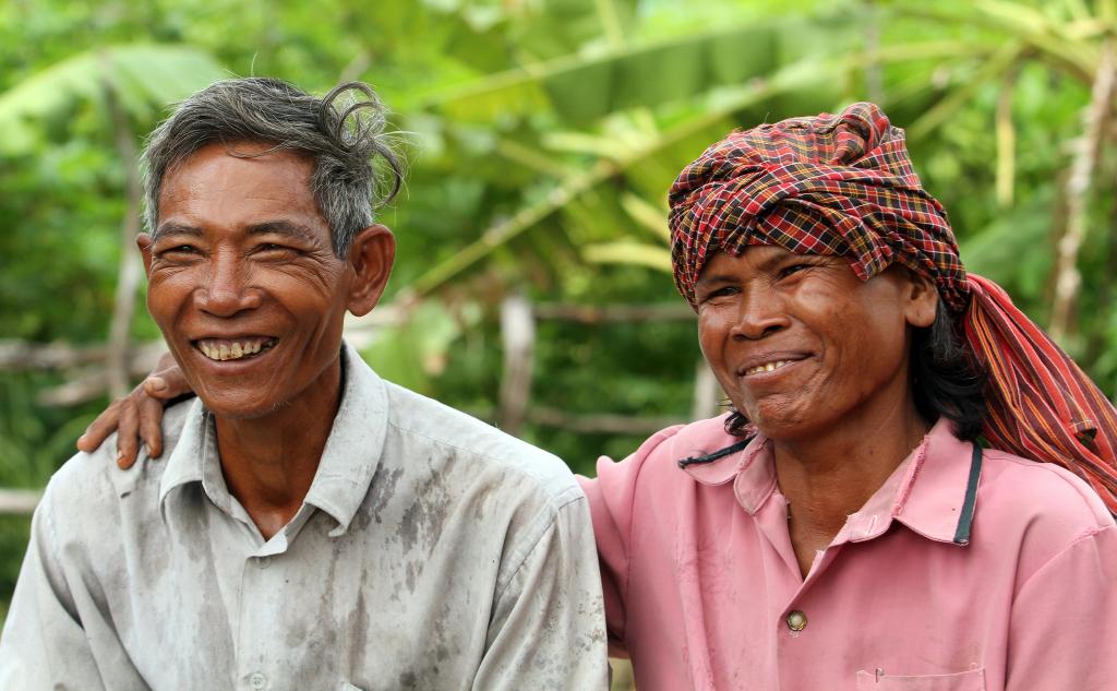 Husband and wife smiling together